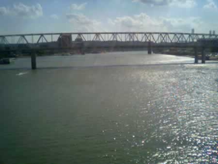 Downriver from the bridge